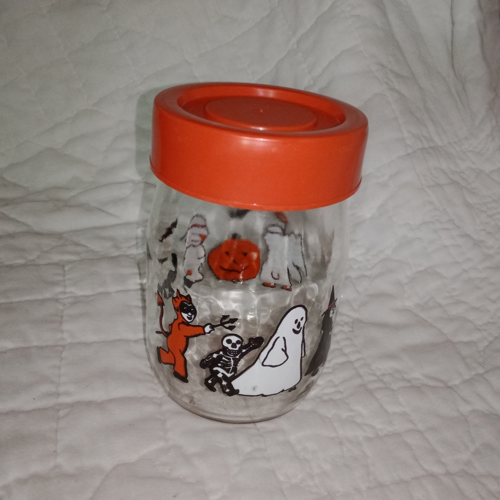 Vintage Halloween Glass Candy Jar by Carlton Glass USA